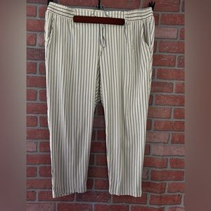 Striped Pant w/Elastic Waist in Ecru w/Royal Stripe
